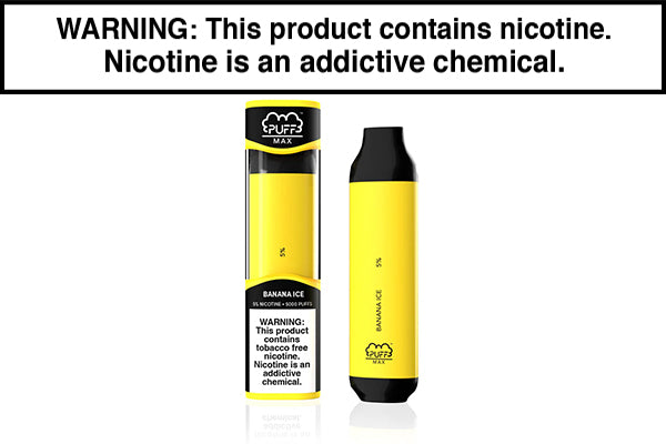 PUFF BAR PUFF MAX DISPOSABLE VAPE - 5000 PUFFS Banana Ice