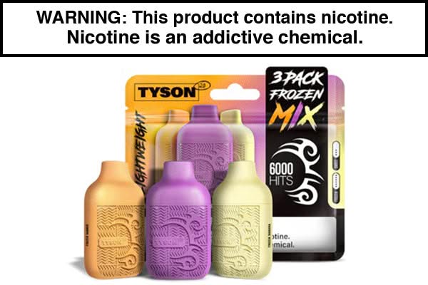 TYSON 2.0 LIGHTWEIGHT DISPOSABLE VAPE 6000 PUFFS (3-PACK) Frozen Mix